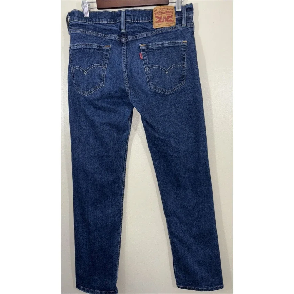 Levis 514 Jeans Mens 33 X 32 Slim Straight Blue Cotton Denim Medium Wash